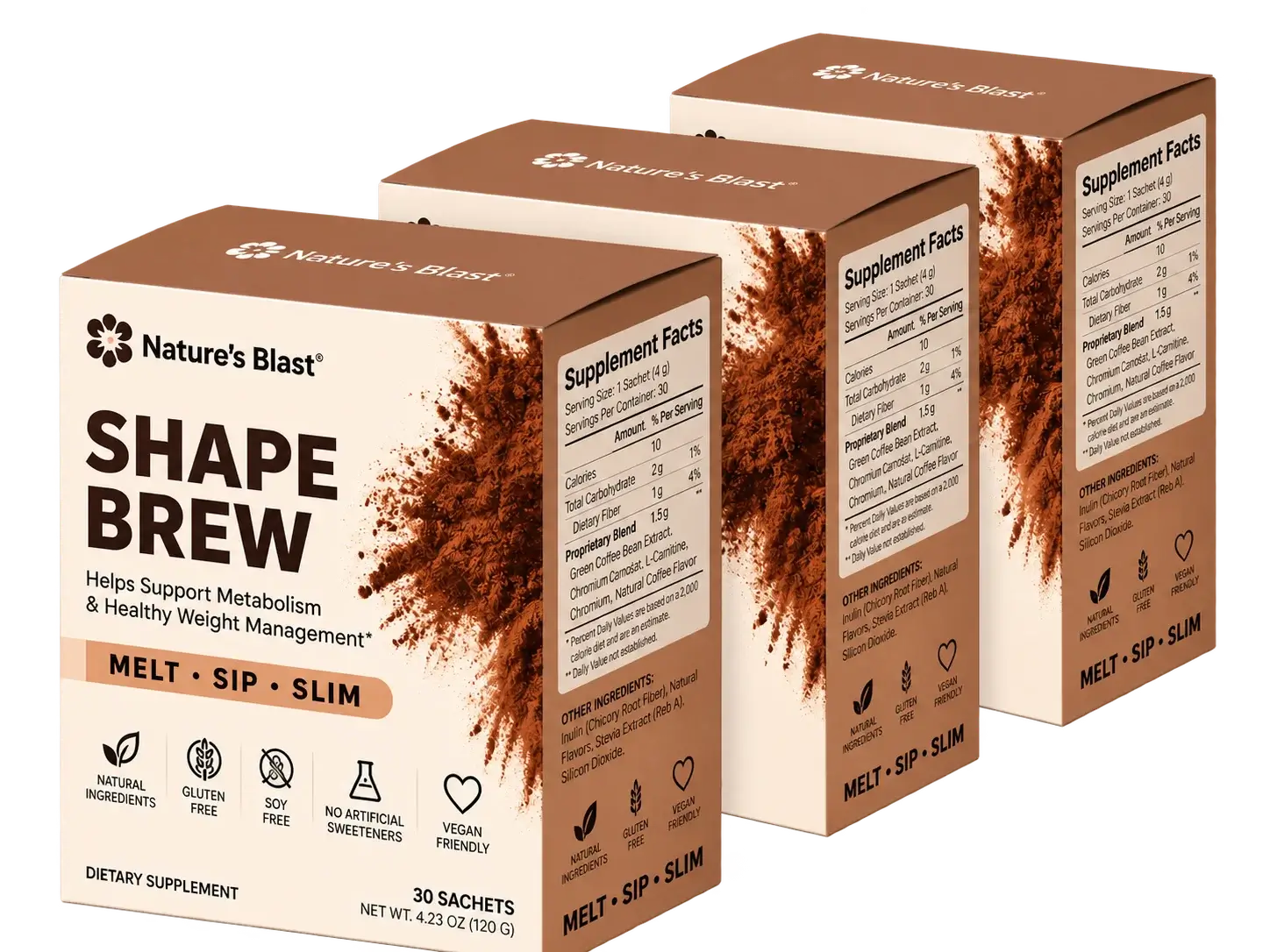 Shape Brew three-box product package
